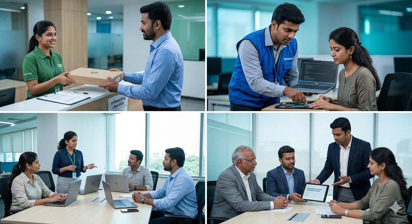 TechLeaf Systems South India IT team — hardware delivery, technical support, consulting and client meetings